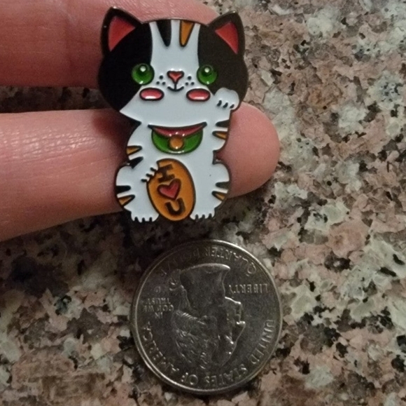 *2 for $13* Maneki-Neko Fortune Cat Enamel Pin - Picture 3 of 3